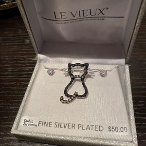 New with box CZ cat necklace and earrings